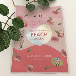 New $5 ea OR 5/$18 SOQU Peach Extract +Collagen Plumping Firming Sheet Face Mask